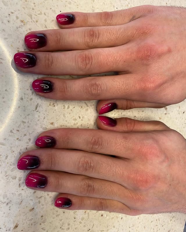 Burgundy gel manicure at Mega Japanese Nail, Chelsea nail salon NYC