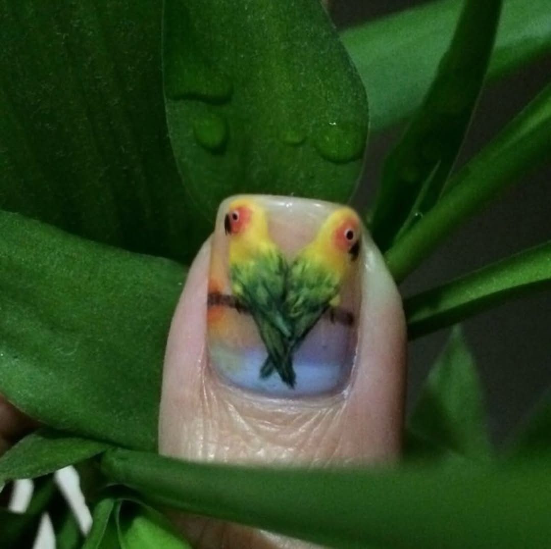 Detailed hand-painted Japanese nail art at Mega Japanese Nail — Instagram @meganail_spa