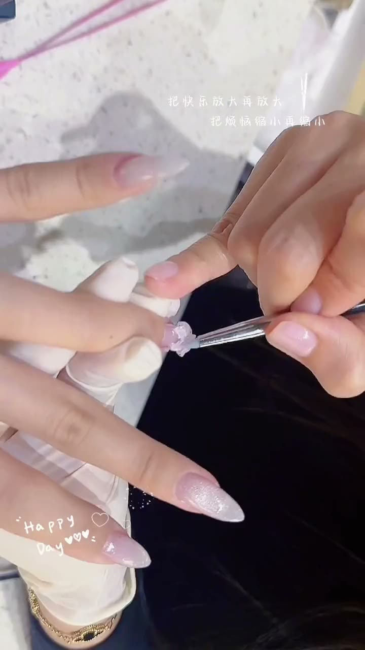 Building a gel nail set at Mega Japanese Nail, Japanese gel nails NYC